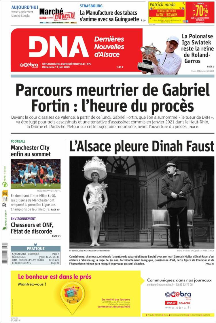 Portada de Les Dernières Nouvelles d'Alsace (Francia)