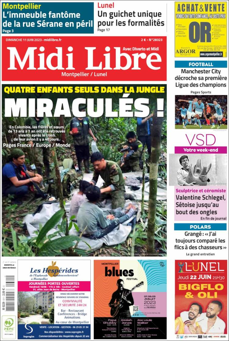 Portada de Midi Libre (Francia)