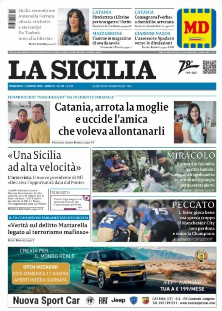 Portada de La Sicilia (Italia)