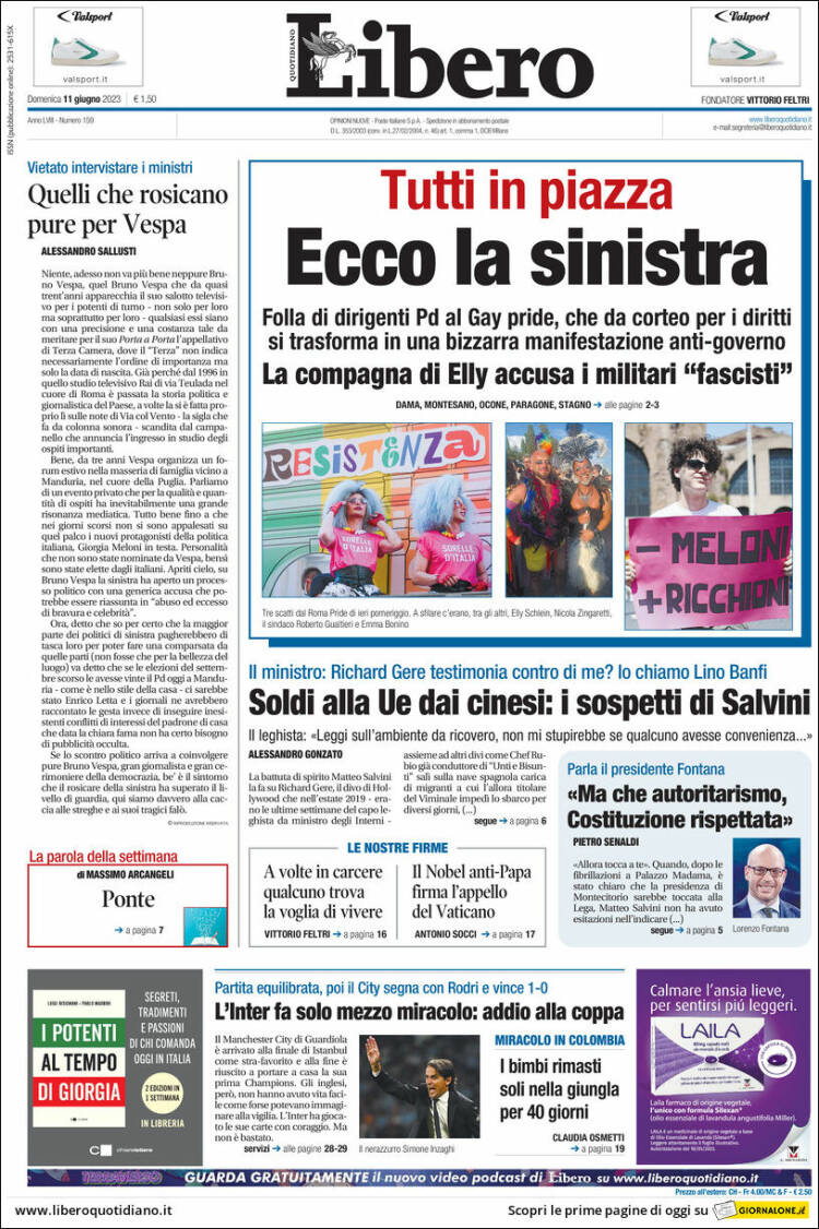 Portada de Libero (Italia)