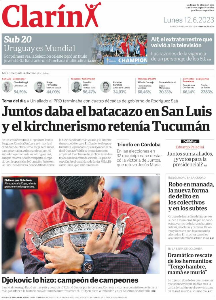 Portada de Clarín (Argentina)