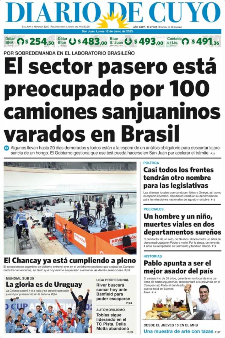 Portada de Diario de Cuyo (Argentina)