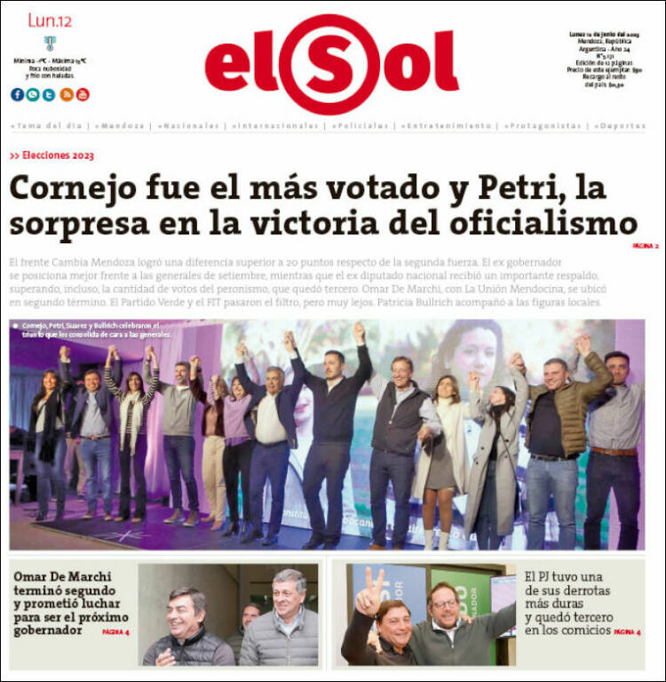 Portada de El Sol Diario (Argentina)