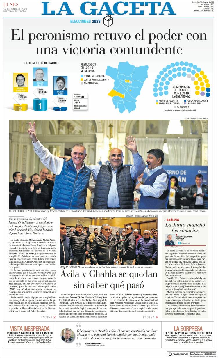Portada de La Gaceta (Argentina)