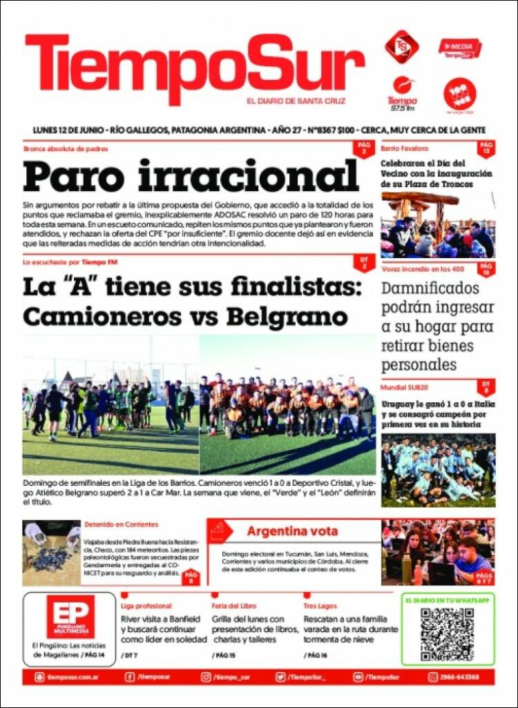 Portada de Tiempo Sur (Argentina)