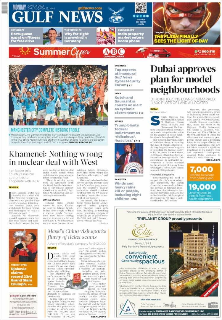 Portada de Gulf News (Asia-Pacífico)