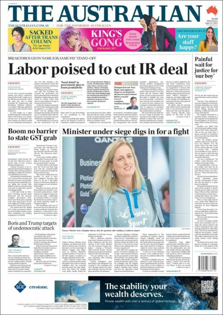 Portada de The Australian (Australia)