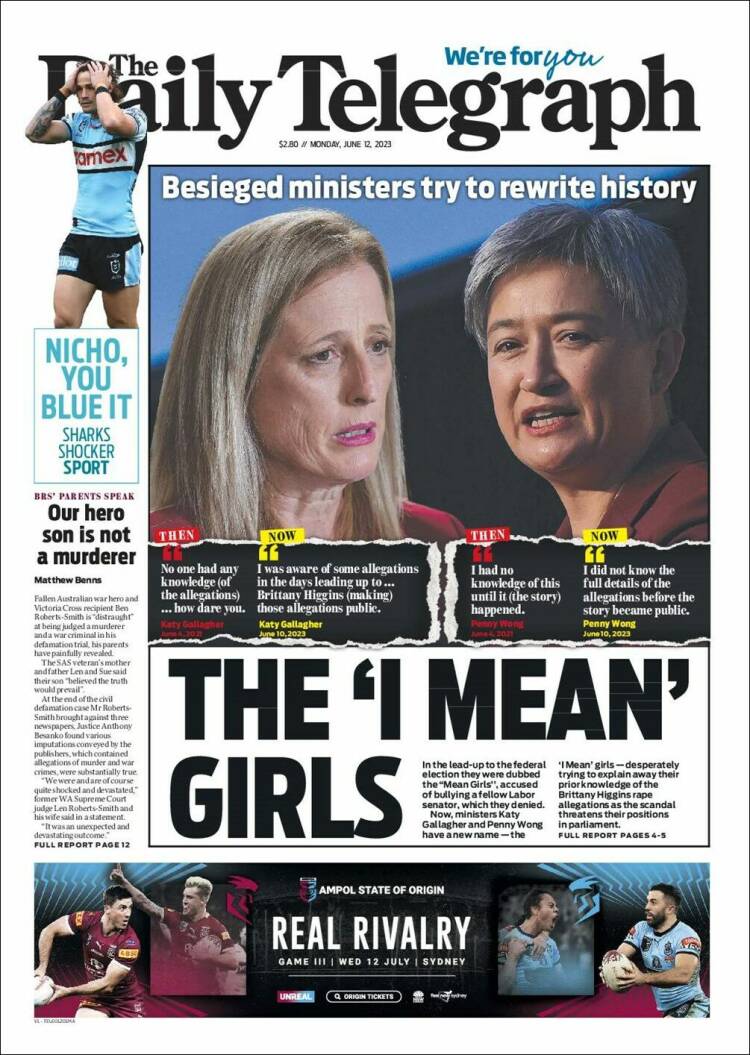 Portada de The Daily Telegraph (Australia)