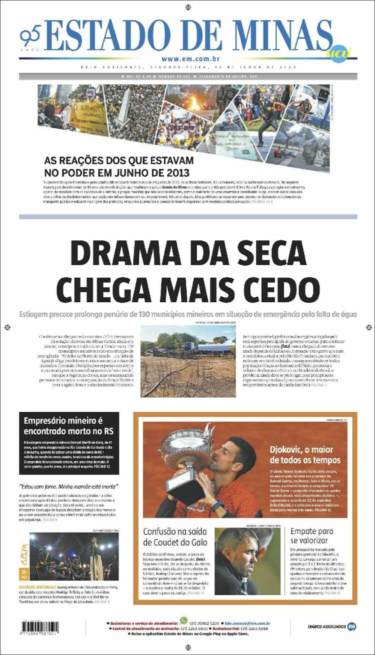 Portada de Jornal Estado de Minas (Br&eacute;sil)