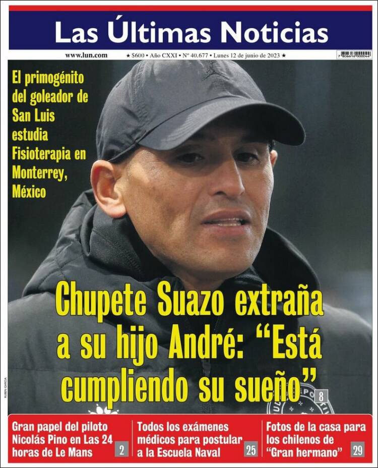 Portada de Las Últimas Noticias (Chile)