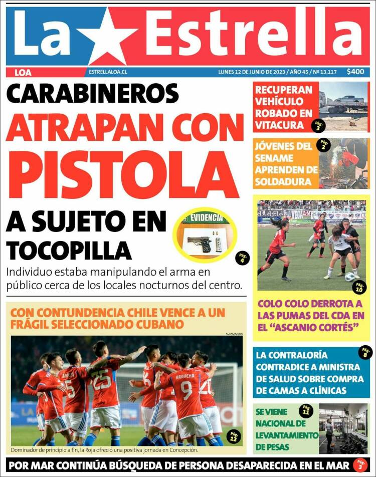 Portada de La Estrella de Loa (Chile)