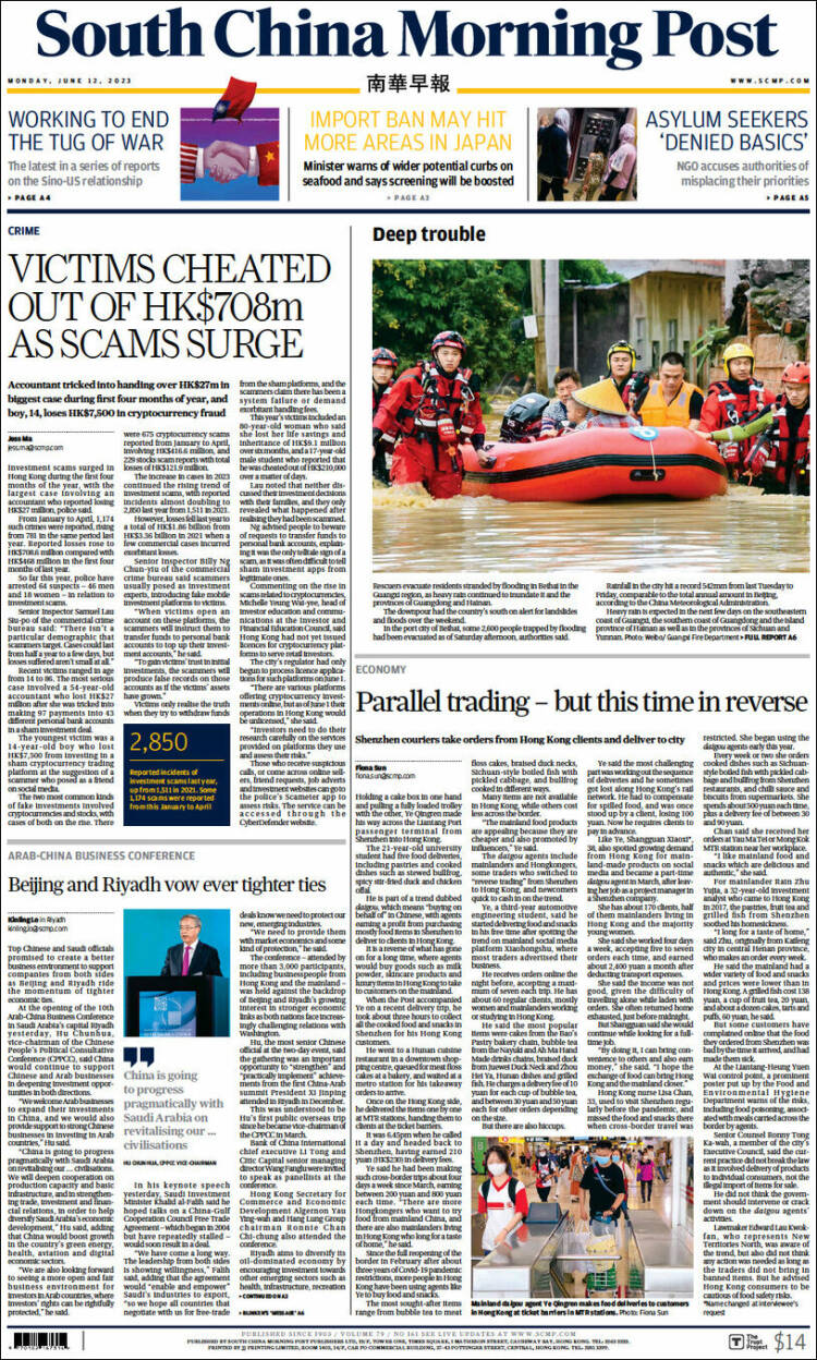 Portada de South China Morning Post (China)