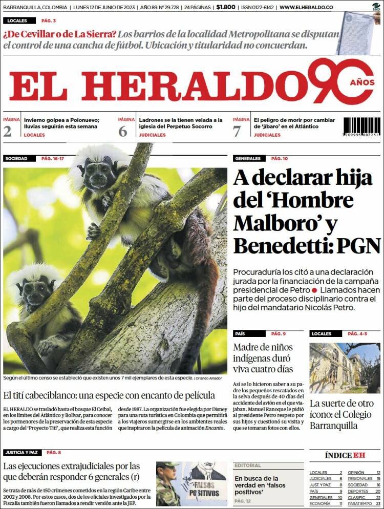 Portada de El Heraldo (Colombia)