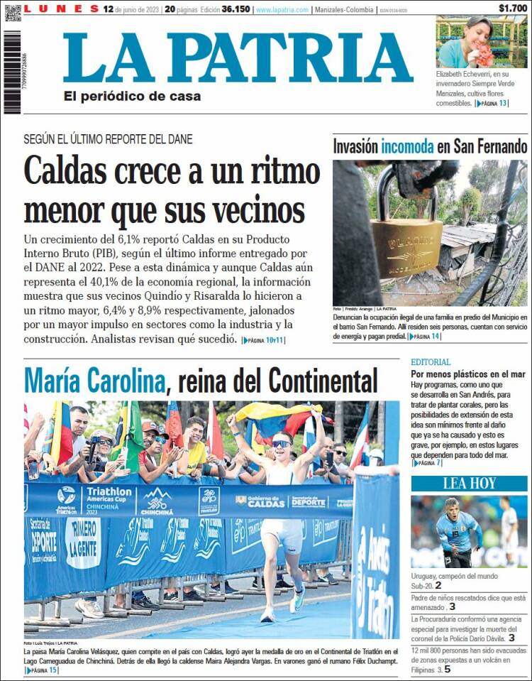 Portada de La Patria (Colombia)