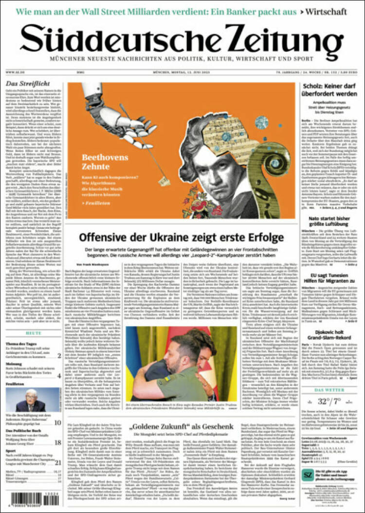 Portada de Sueddeutsche (Alemania)