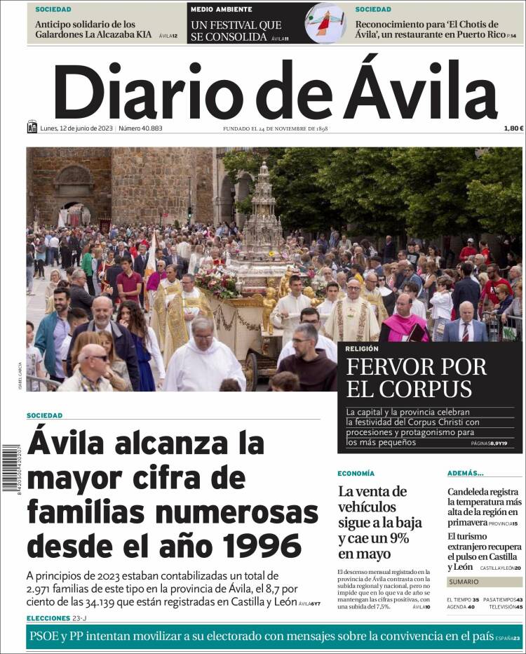 Portada de Diario de Ávila (Espa&ntilde;a)