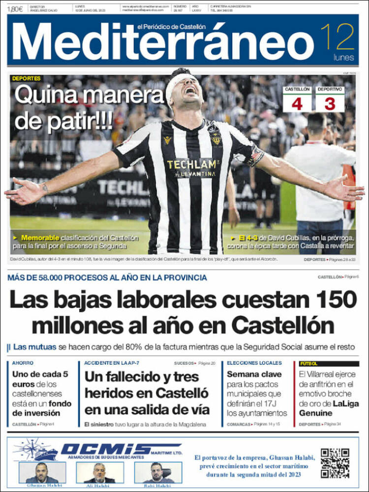 Portada de El Periódico Mediterraneo (Espa&ntilde;a)