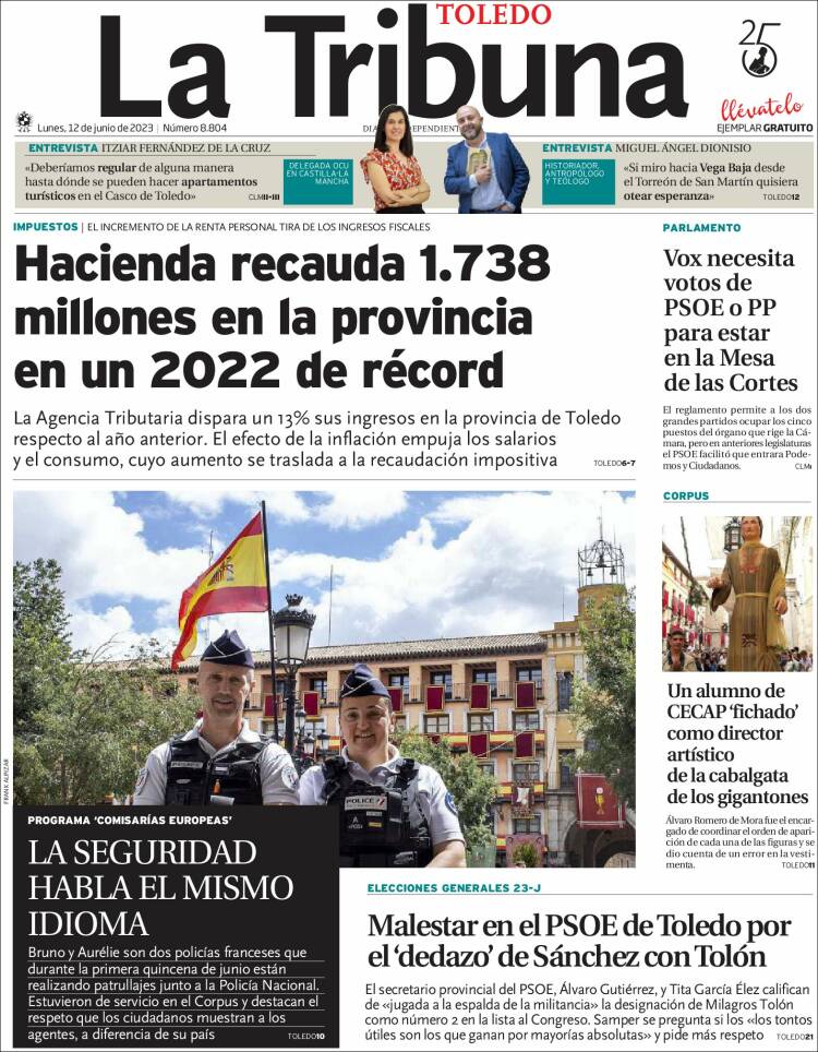 Portada de La Tribuna de Toledo (Espa&ntilde;a)