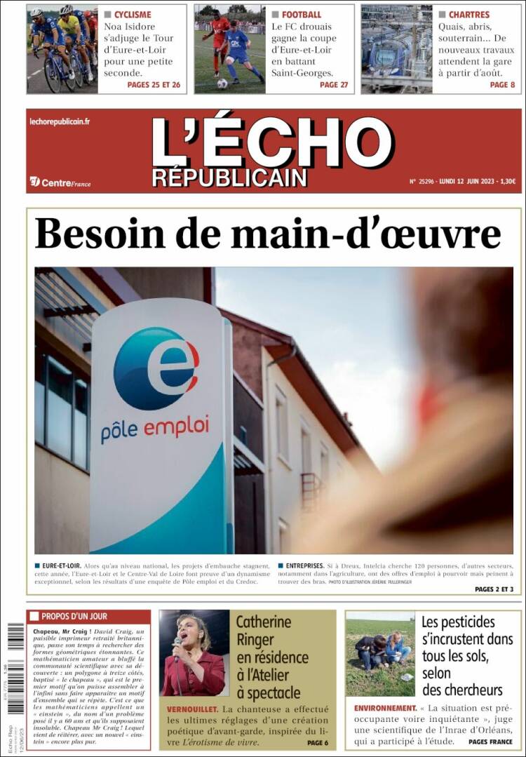 Portada de L'Echo Républicain (Francia)