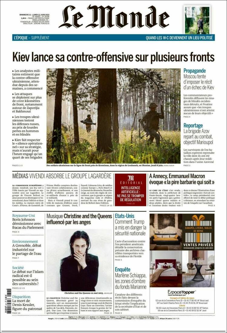 Portada de Le Monde (Francia)