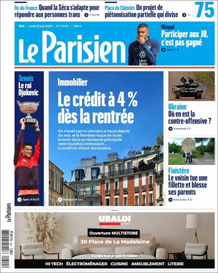 Portada de Le Parisien (Francia)