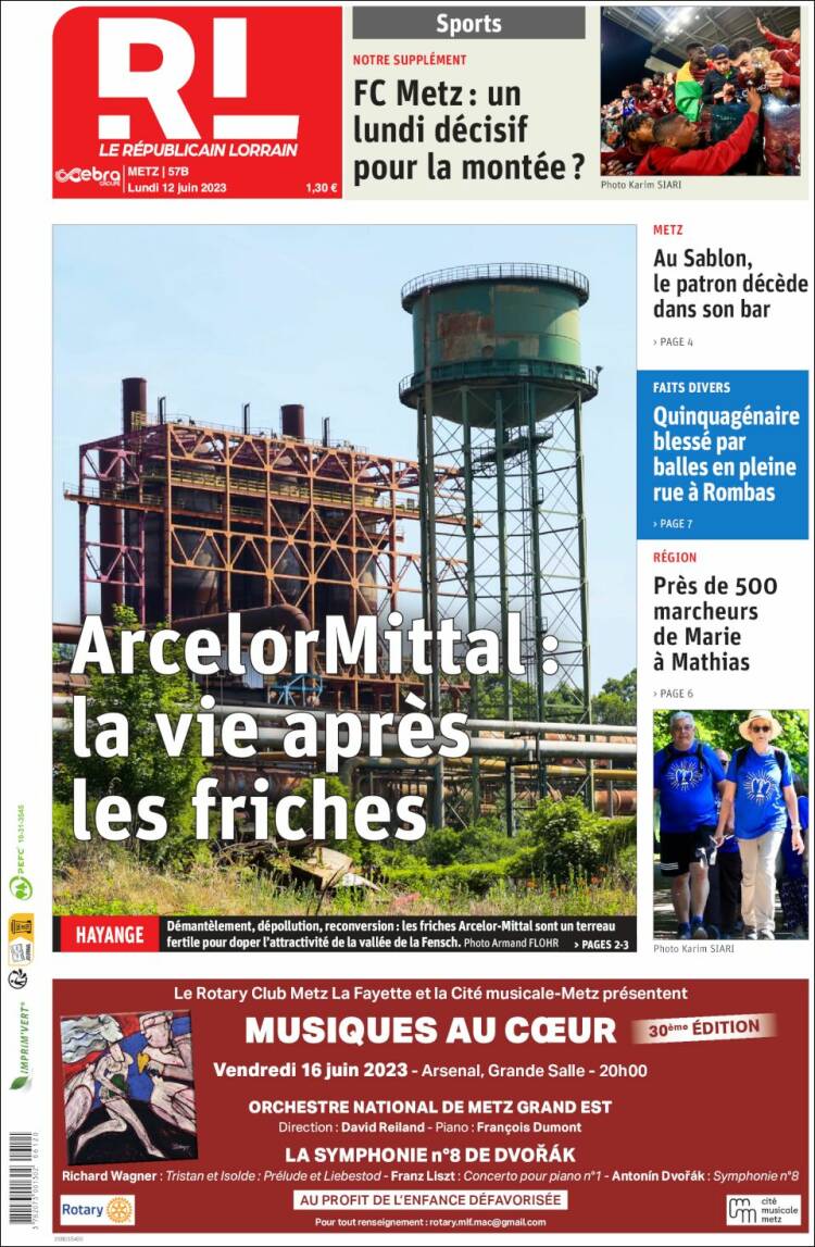 Portada de Le Republicain Lorrain (Francia)