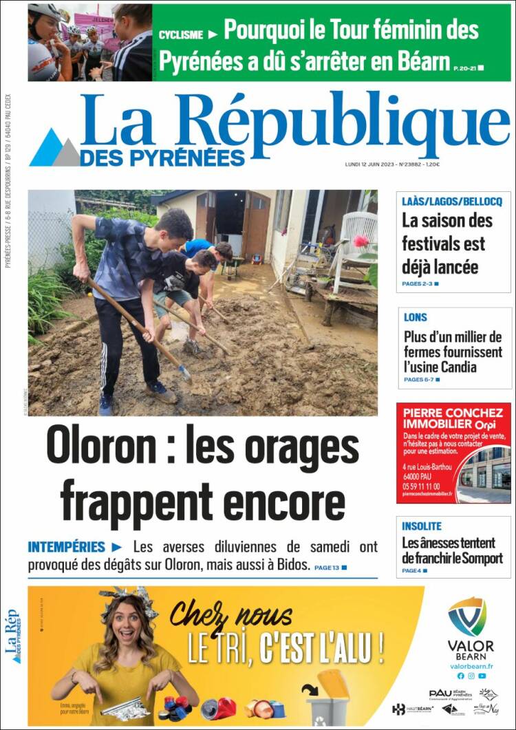 Portada de La République des Pyrénées (Francia)