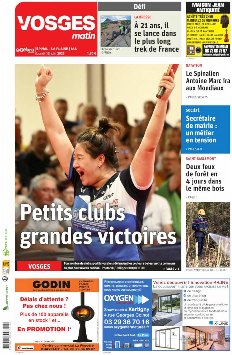 Portada de Vosges Matin (Francia)