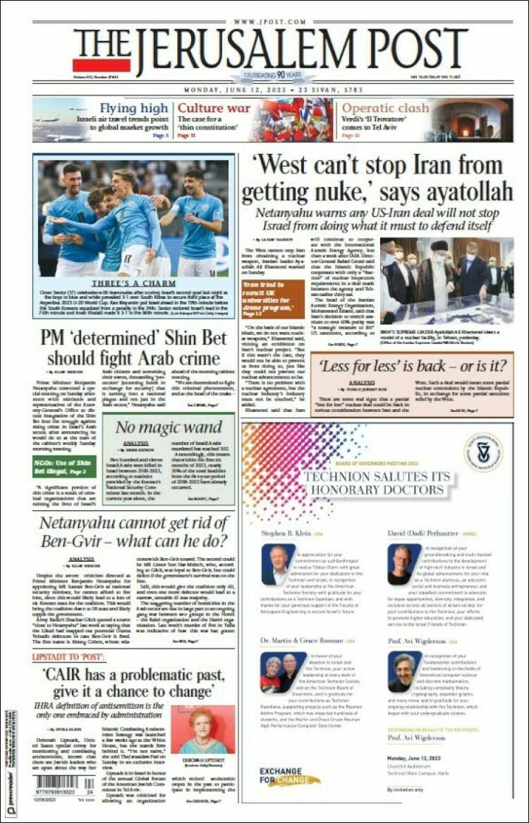 Portada de The Jerusalem Post (Israel)