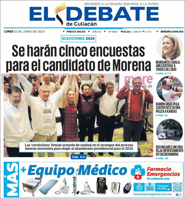Portada de El Debate de Culiacán (M&eacute;xico)