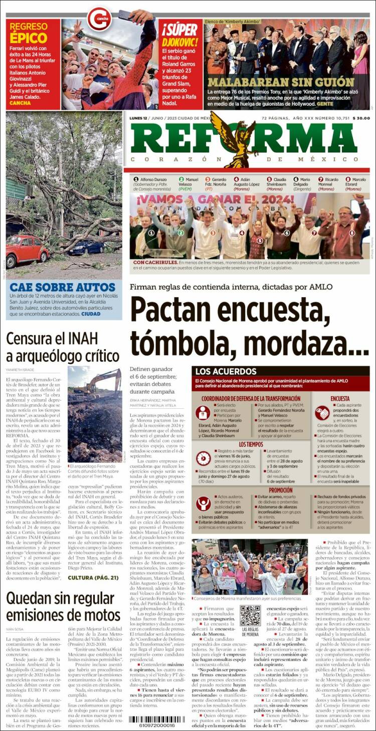 Portada de Reforma (M&eacute;xico)