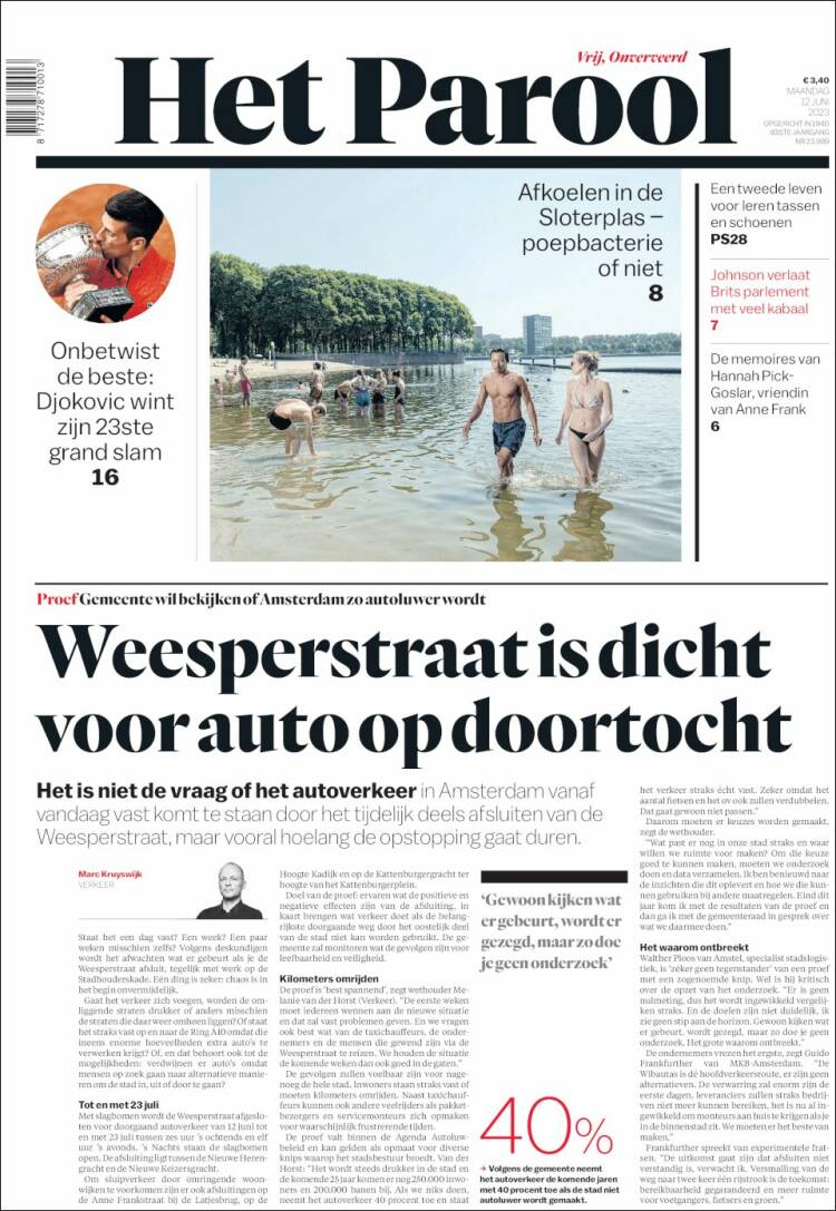 Portada de Het Parool (Pays-Bas)