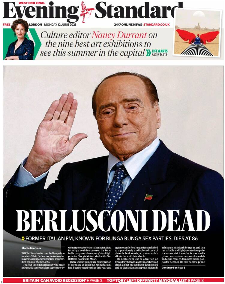 Portada de Evening Standard (Reino Unido)