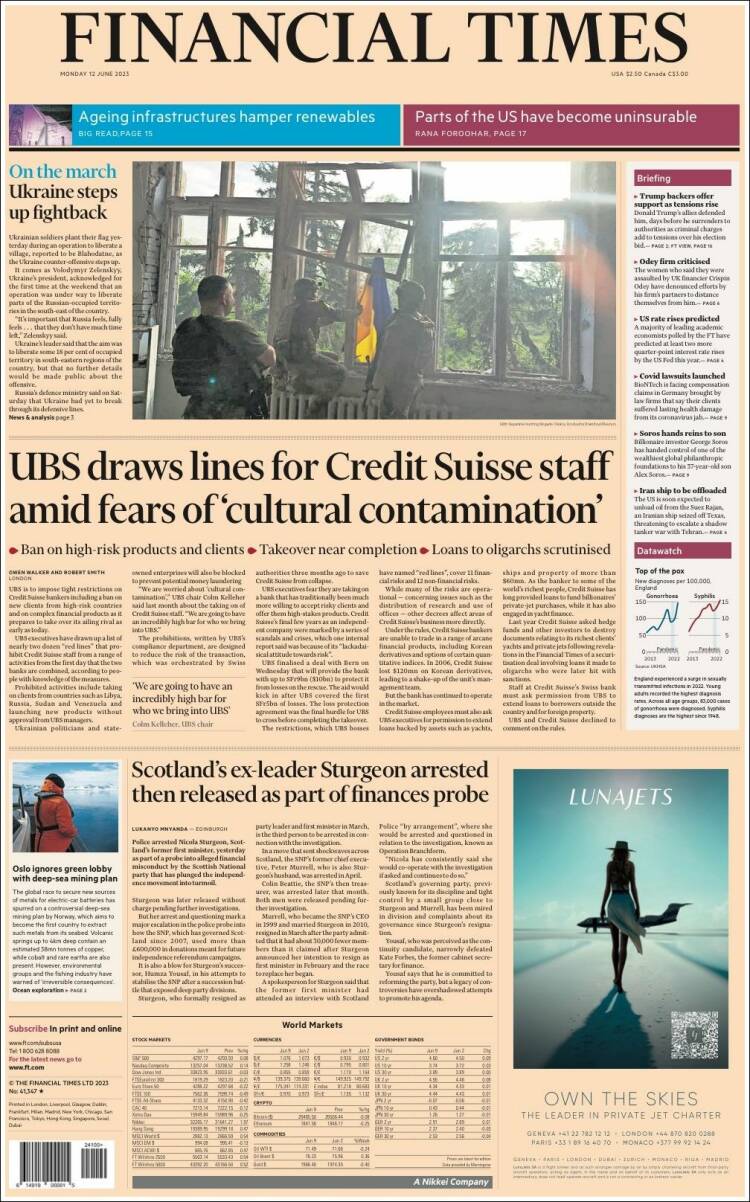 Portada de Financial Times (Reino Unido)