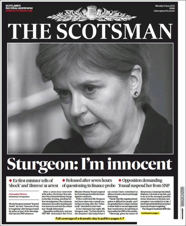 Portada de The Scotsman (Reino Unido)