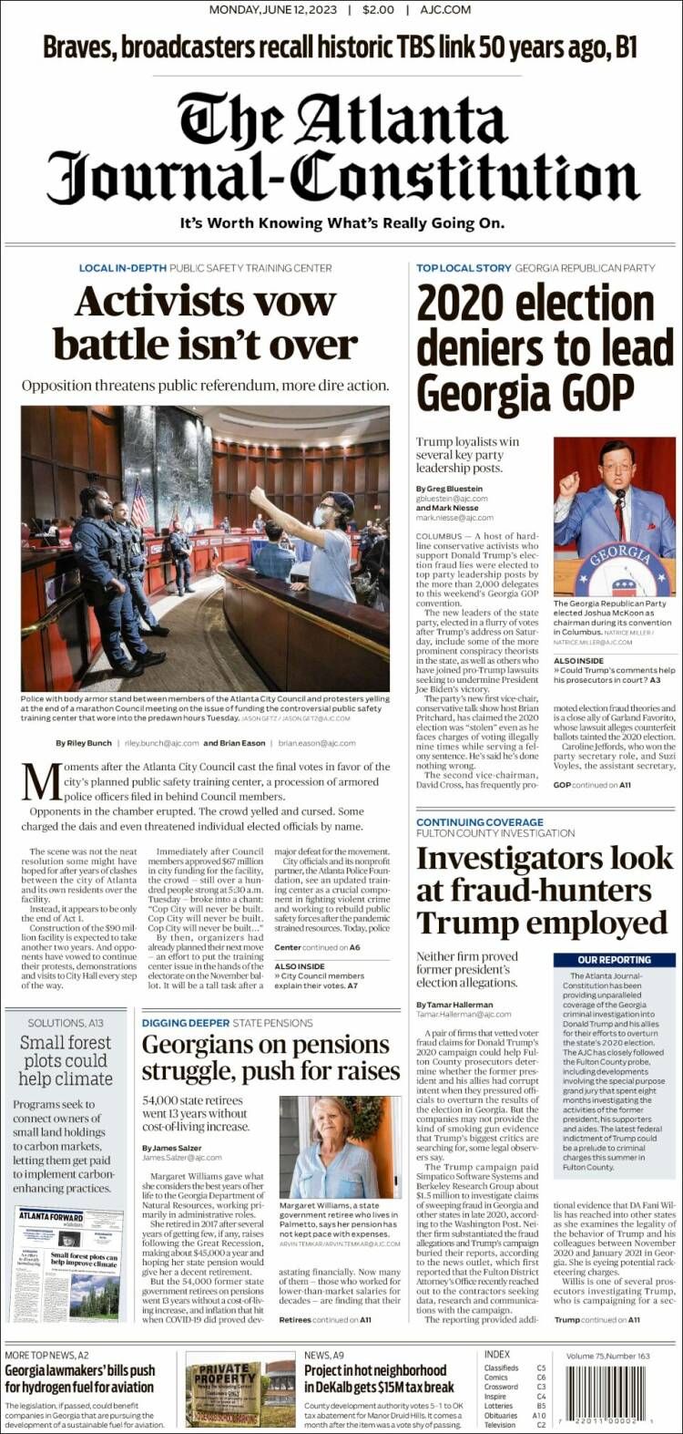 Portada de The Atlanta Journal-Constitution (USA)