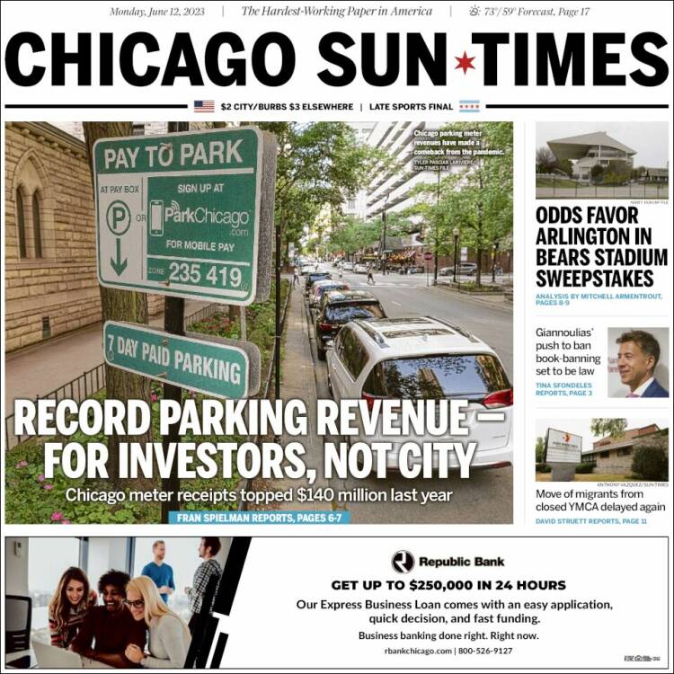 Portada de Chicago Sun-Times (USA)