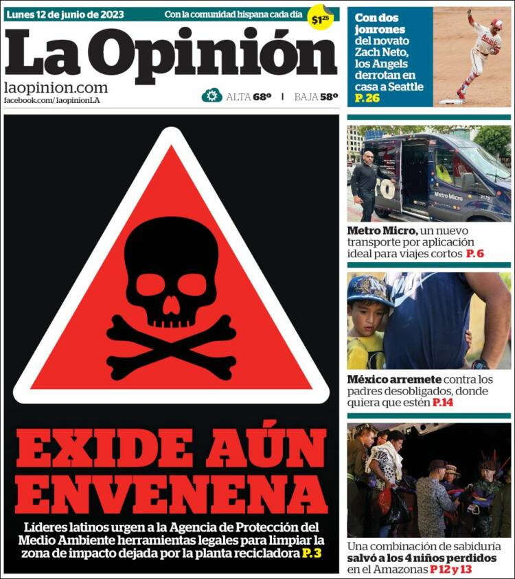 Portada de La Opinión (USA)