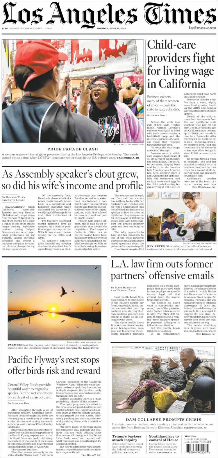 Portada de Los Angeles Times (USA)