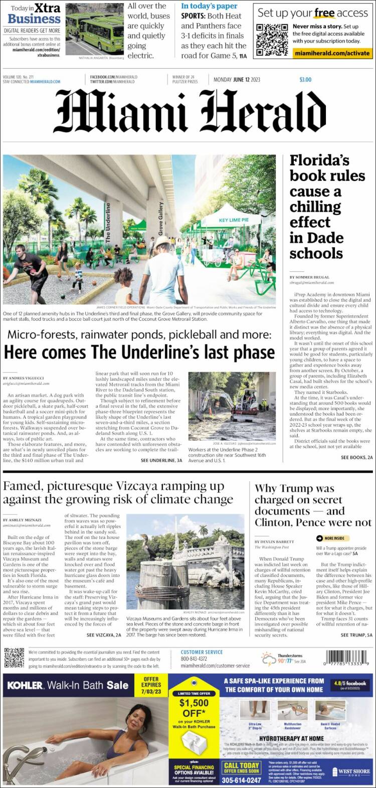 Portada de Miami Herald (USA)