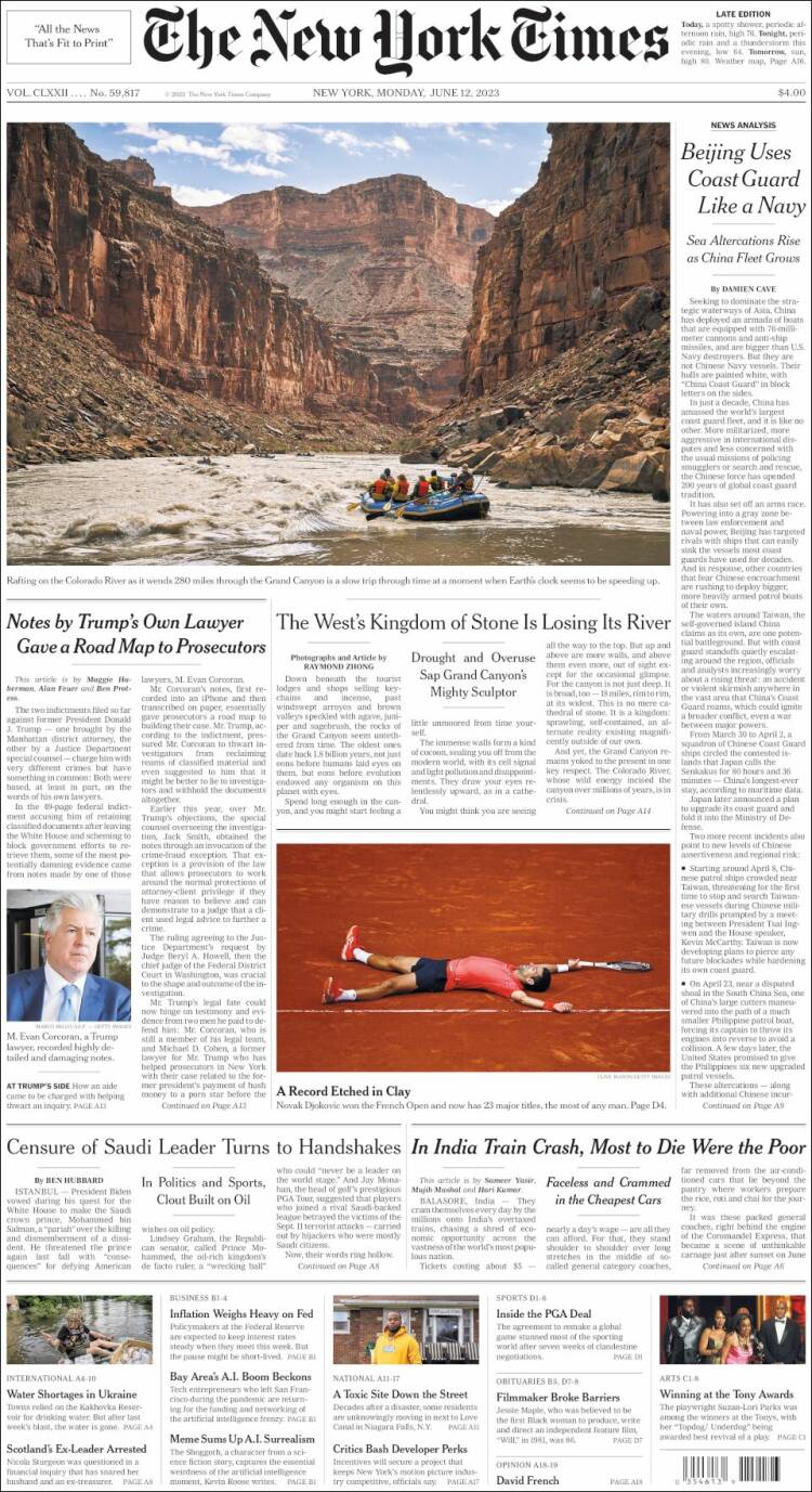 Portada de New York Times (USA)