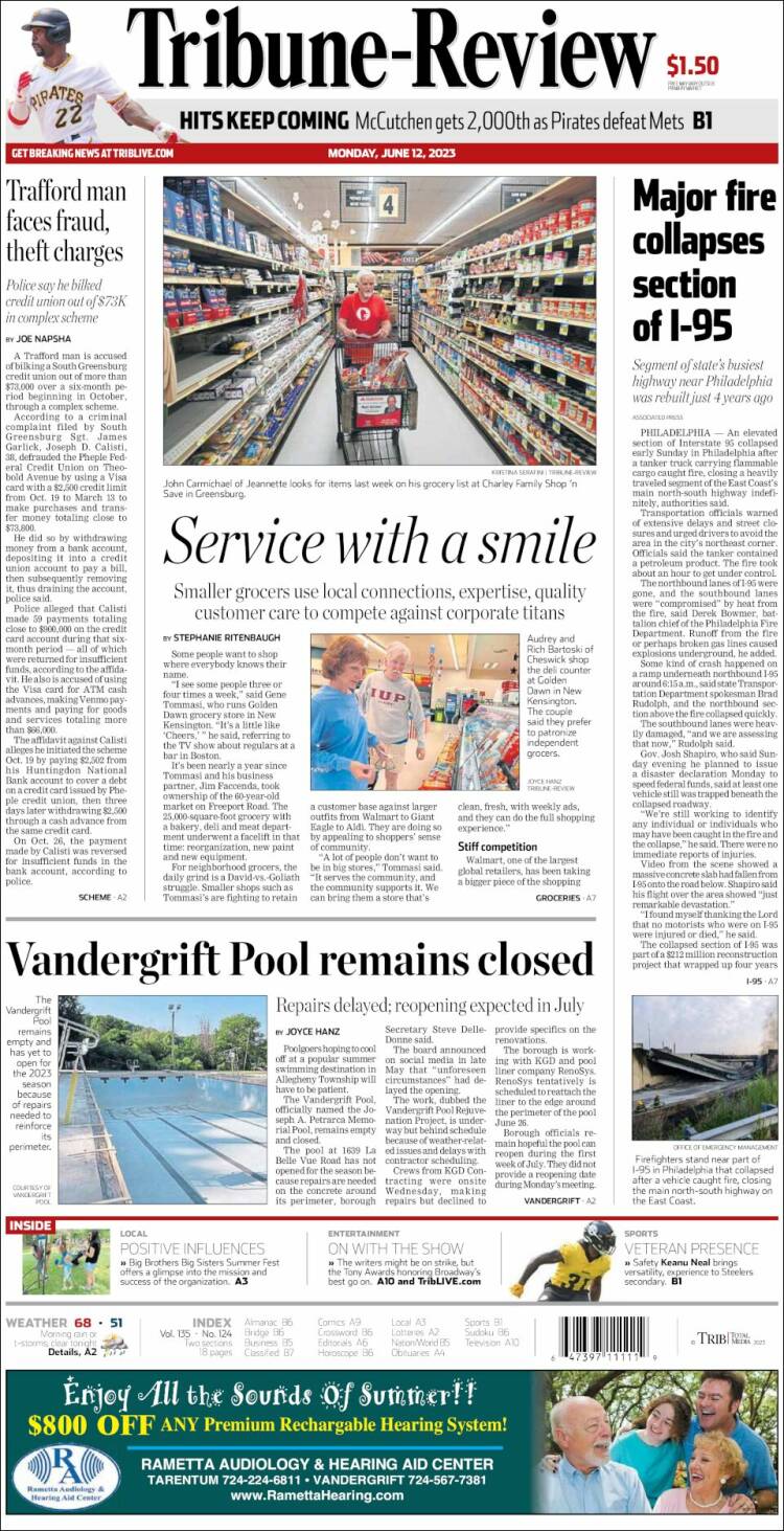 Portada de Tribune-Review (USA)