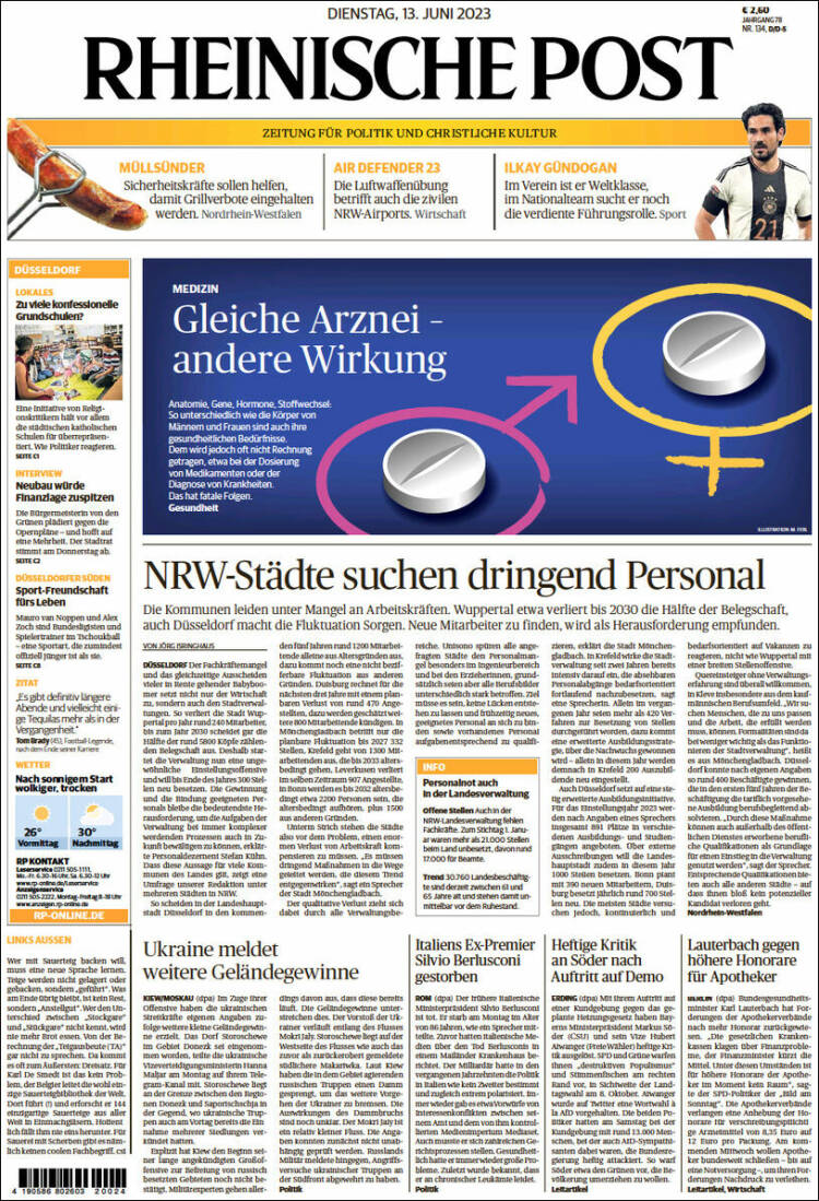 Portada de Rheinische Post (Alemania)