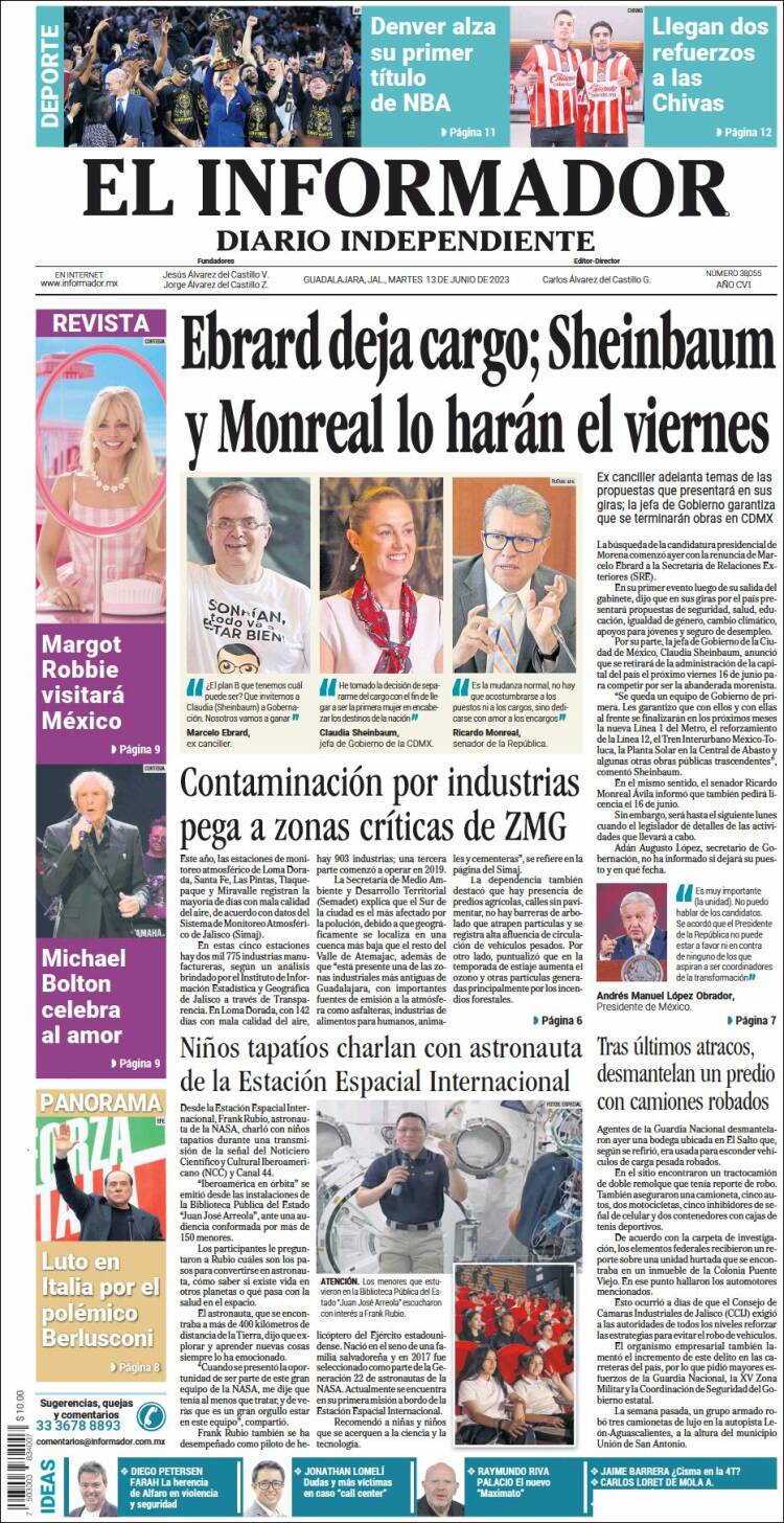 Portada de El Informador (México)