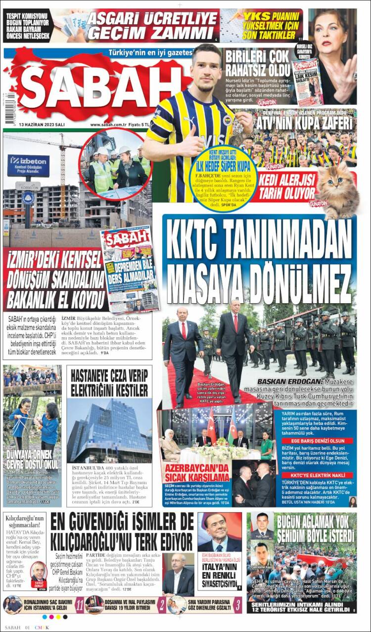 Portada de Sabah (Turquía)