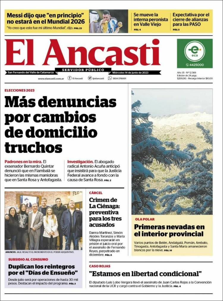 Portada de El Ancasti (Argentina)