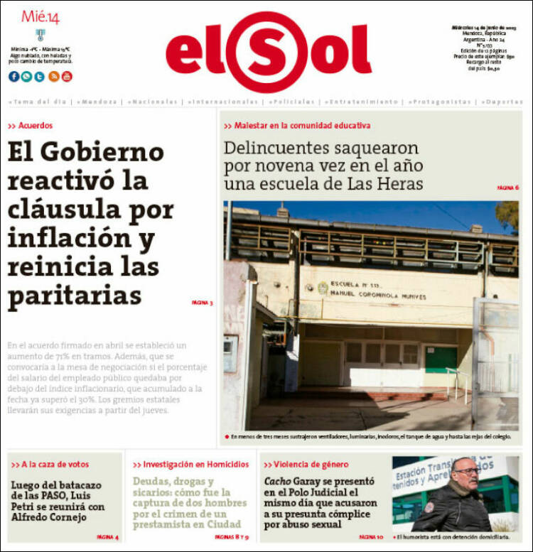 Portada de El Sol Diario (Argentina)