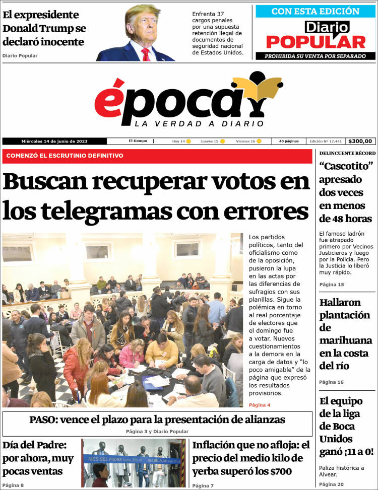 Portada de Diario Época (Argentina)