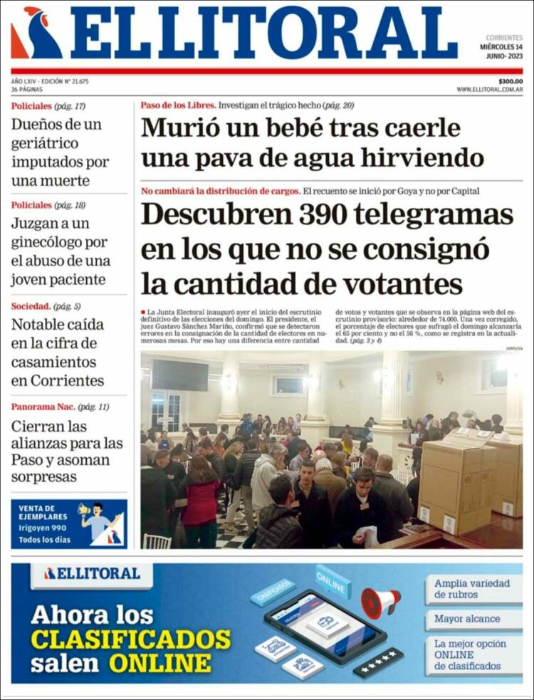 Portada de El Litoral Corrientes (Argentina)