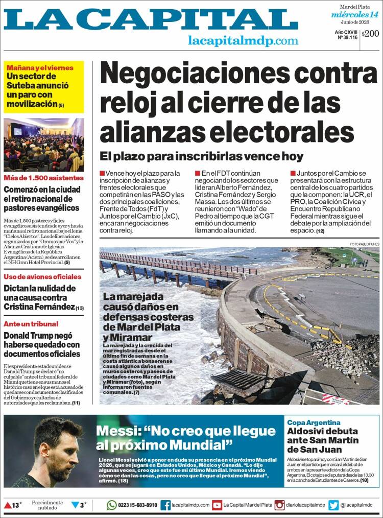 Portada de Diario La Capital - Mar del Plata (Argentina)